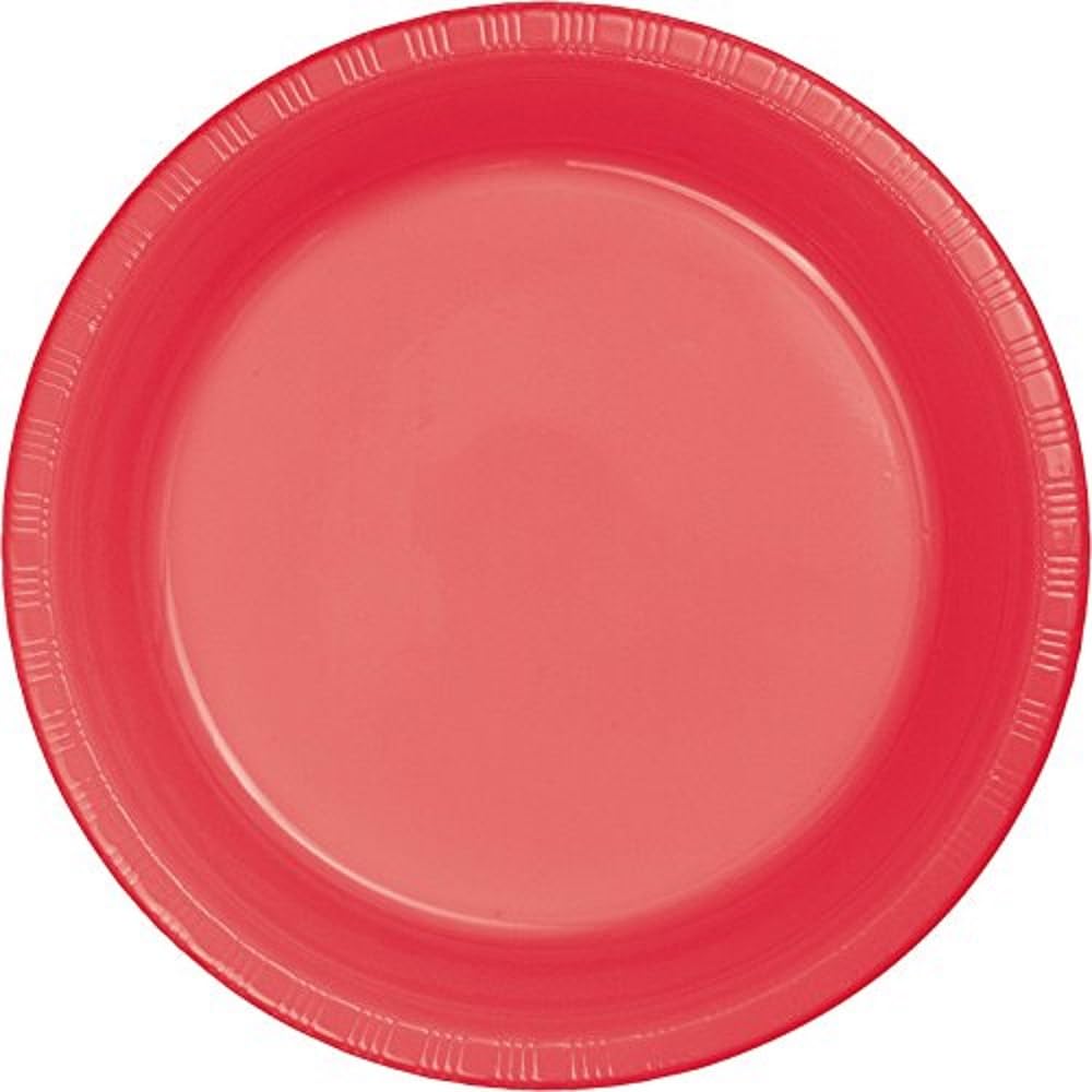 Creative Converting Touch of Color 20 Count 8.75" Plastic Dinner Plate, Coral