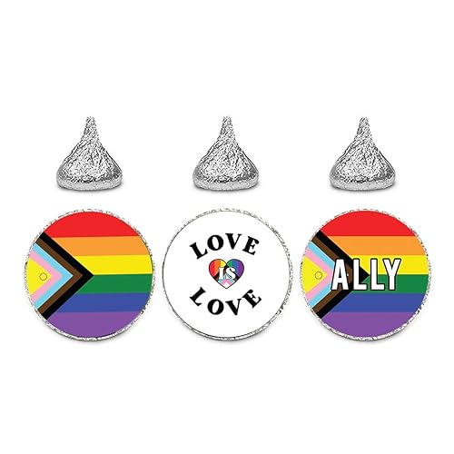 Andaz Press Assorted 216 Pride Party Favors Intersex Progress Pride Bulk Chocolate Drop Labels Pride Decorations Trans Pride Merch LGBTQ Pride Party