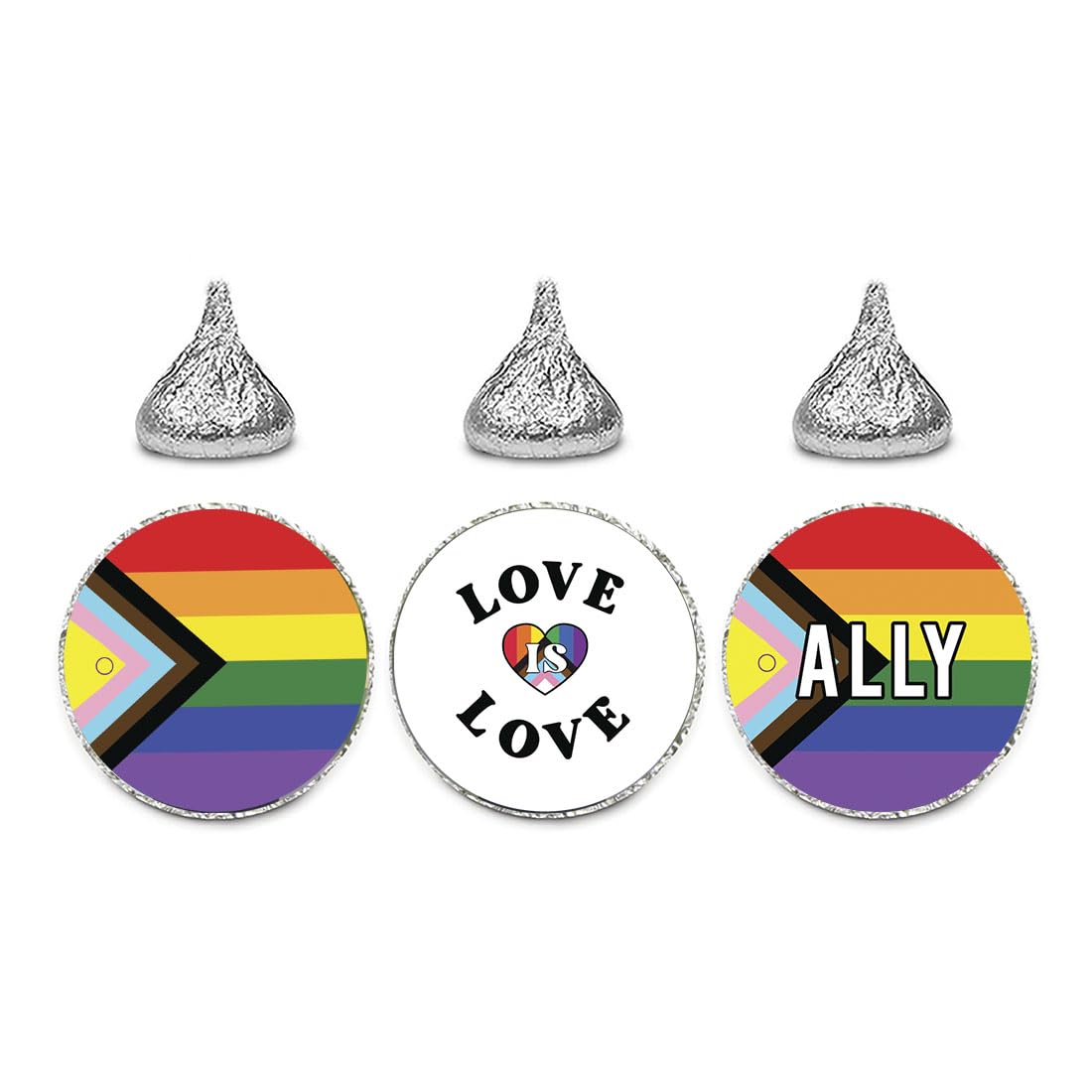 Andaz Press Assorted 216 Pride Party Favors Intersex Progress Pride Bulk Chocolate Drop Labels Pride Decorations Trans Pride Merch LGBTQ Pride Party