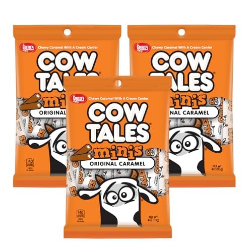 Goetze's Candy Vanilla Cow Tales Minis - 4 Ounce Bags - 3 Pack - Fresh from the Factory