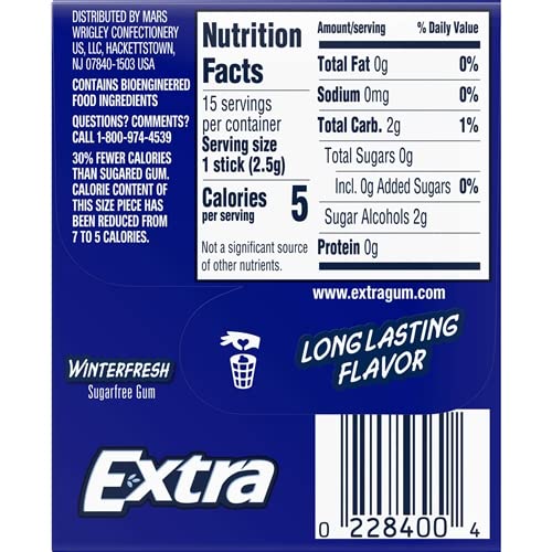 Wrigley's Winterfresh Extra Long Lasting Flavor Chewing Gum 12 Count (Pack of 15)