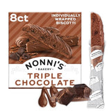 Nonni's Triple Chocolate Biscotti, Individually Wrapped Italian Cookie Snacks, 8 Servings (Pack of 1)