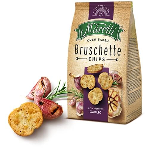 All Natural Bruschette Bruschetta Vegan Cracker Bruschettini Chips 4 PACK (5oz, Roasted Garlic)