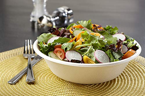 Sabert Pulp 32 oz Round Bowl, Certified Compostable, Recyclable, Disposable, Microwaveable, Reheatable, Durable, 300 Count
