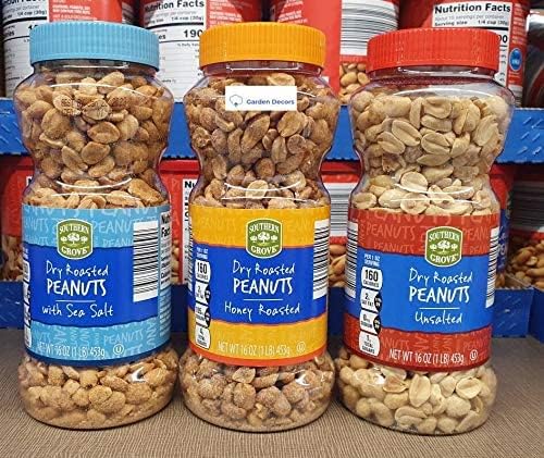 Southern Grove Dry Roasted Peanuts with Sea Salt Dry Roasted Peanuts Honey Roasted and Dry Roasted Peanuts Unsalted 16 Ounces