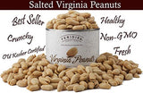 FERIDIES Extra Large Gourmet Virginia Salted Peanuts, Cooked in Pure Peanut Oil, No Preservatives, Non-Gmo, Kosher Certified - 36 Oz Tin