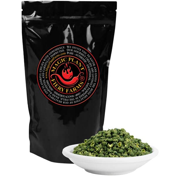 Green Japanese Sancho Peppercorn Pods by Fiery Farms - 1 Kg Bulk - Dried Whole Peppers | Exciting Citrusy Mouth Tingling Spice | Mild Heat - Asian