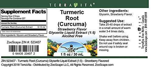 Turmeric Root (Curcuma) Glycerite Liquid Extract (1:5) - Strawberry Flavored (1 oz, ZIN: 523407) - 3 Pack