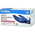 CareMates Nitrile Medical Exam Gloves, Latex Free Rubber, Powder Free, Extra Strong, 4 Mil Thick, Certified for Home Infusion, First Aid, Food Safe