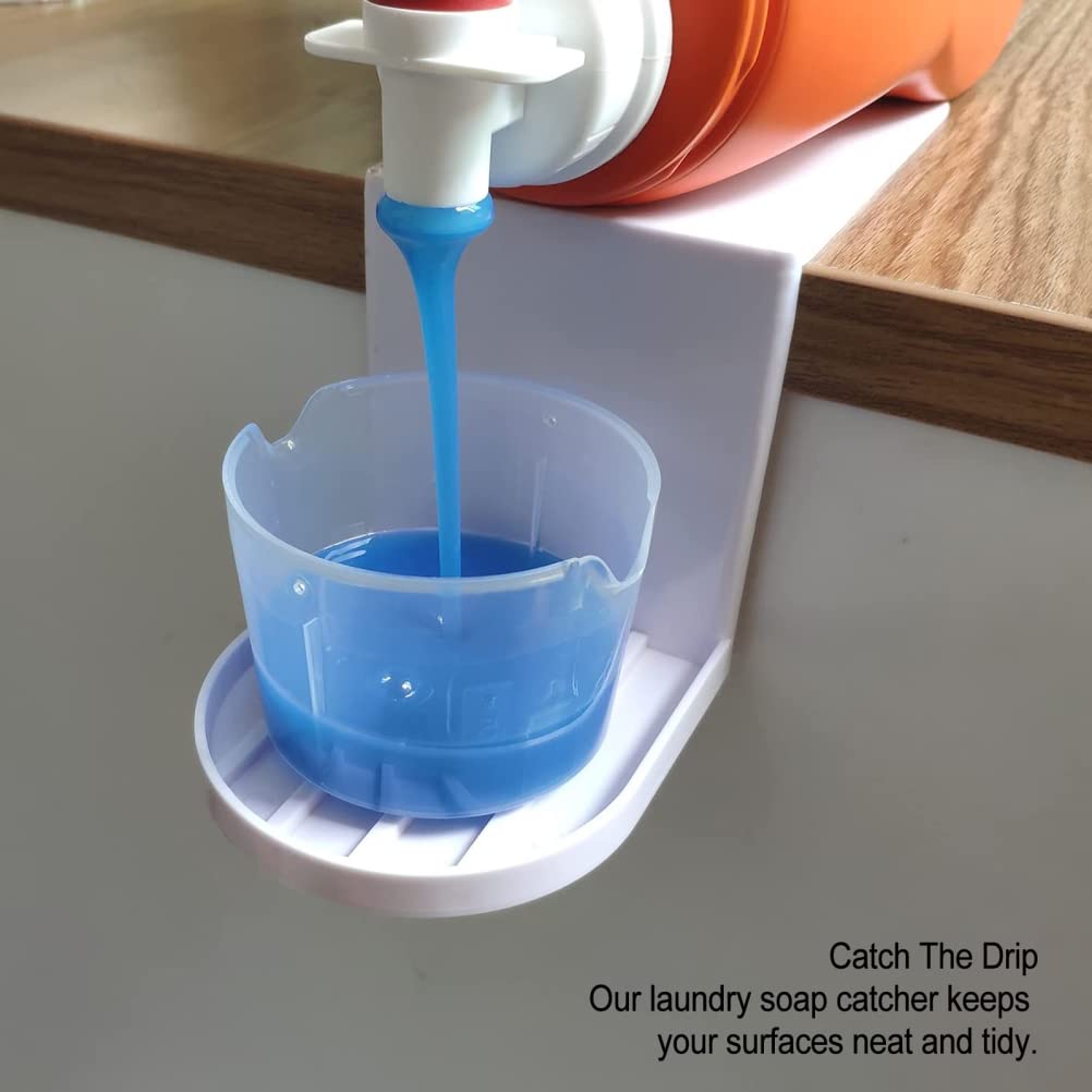CeFurisy Laundry Detergent Holder, 2 Pack Tray Dispenser Detergent Cup Holder Drip Catcher Fit for Fabric Softener Liquid to Keep for Laundry Room