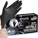SwiftGrip Disposable Nitrile Gloves, Black Nitrile Gloves Disposable Latex Free for Cooking & Esthetician, Food-Safe Rubber Gloves, Powder Free