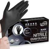SwiftGrip Disposable Nitrile Gloves, Black Nitrile Gloves Disposable Latex Free for Cooking & Esthetician, Food-Safe Rubber Gloves, Powder Free