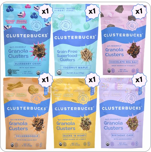 Clusterbucks Superfood Clusters - Grain-Free, Keto-Friendly Granola with Regeneratively Grown Sprouted Buckwheat- Gluten-Free, Low-Carb, Organic
