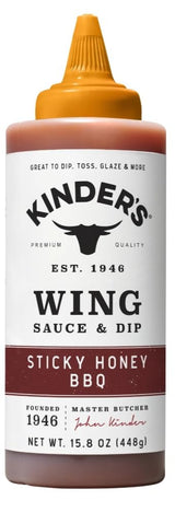 Buffalo buttery Wing Sauce 14.2oz, kinders And Honey Hot BBQ Sauce 15.5oz, kinders,