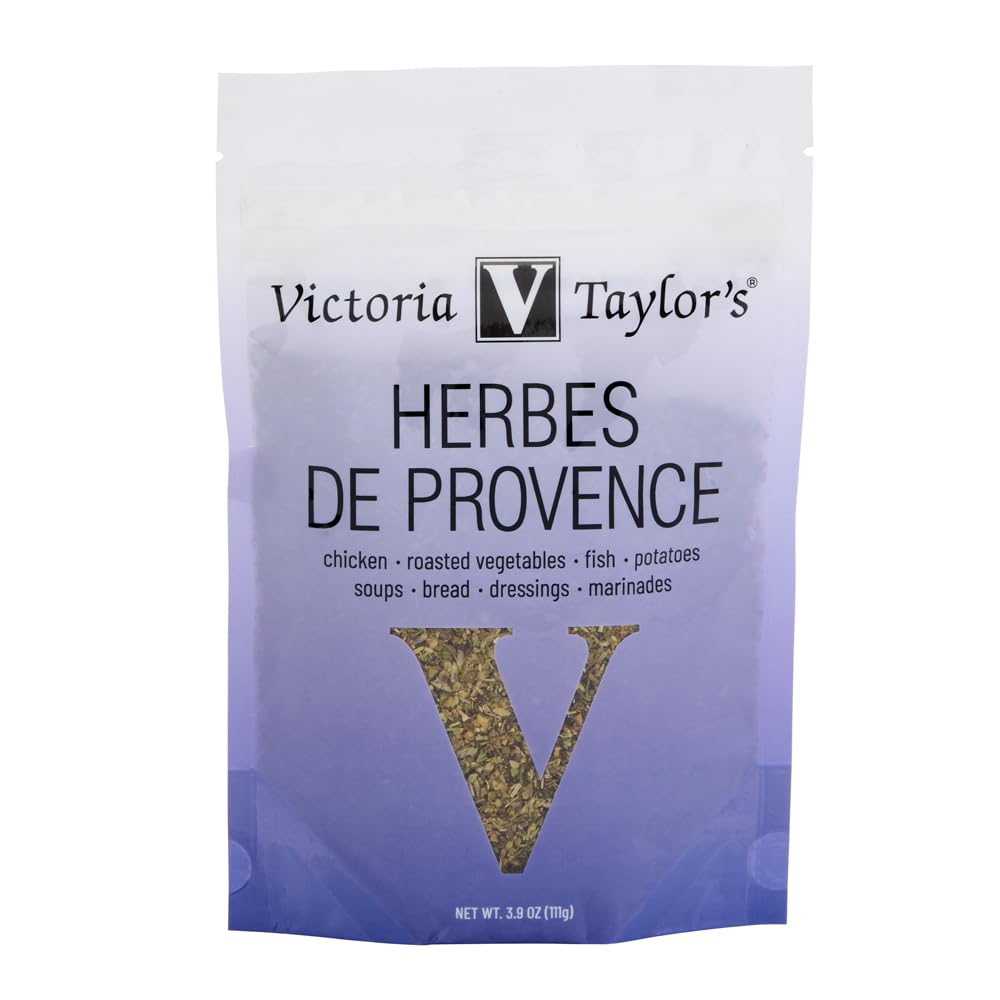Victoria Taylor's Herbes de Provence Seasoning, French Herb Blend, Rosemary, Thyme, Basil, Lavender, 15 oz (Herbes de Provence (3.9 oz Pouch))