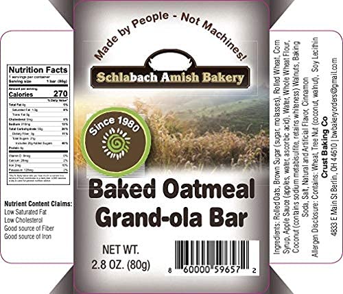 Schlabach Amish Bakery Soft & Chewy Grand-Ola Granola Bars, Case Pack of 12/2.8 oz. Bars (Baked Oatmeal)