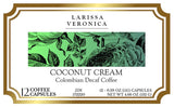 Coconut Cream Colombian Decaf Coffee (Single Serve K-Cup Pods) (Gourmet, Naturally Flavored, Whole Coffee Beans) (12 pods, ZIN: 572220)