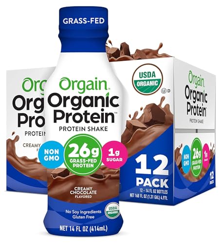 Orgain Organic Protein Shake, Grass Fed Dairy, Creamy Chocolate - 26g High Protein Whey Shake, Ready to Drink, Gluten Free, No Soy Ingredients, No