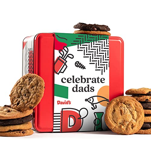 David's Cookies Father's Day Cookie Gift Tin - 2lbs Fresh-Baked Gourmet Assorted Cookies | Classic Flavors from Traditional Recipes | Bakery Dessert