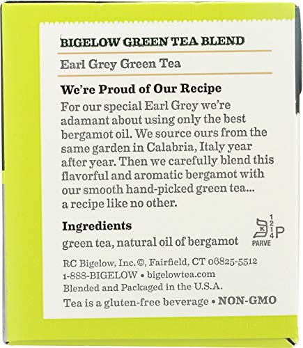 Bigelow Tea Green Tea - Earl Grey - Case of 6 - 20 BAG