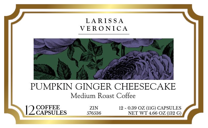 Pumpkin Ginger Cheesecake Medium Roast Coffee (Single Serve K-Cup Pods) (Gourmet, Naturally Flavored, Whole Coffee Beans) (12 pods, ZIN: 576536)
