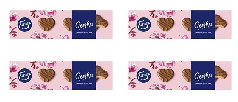 Fazer Geisha Biscuits with Hazelnut Cream Chocolate 4 Boxes of 100g
