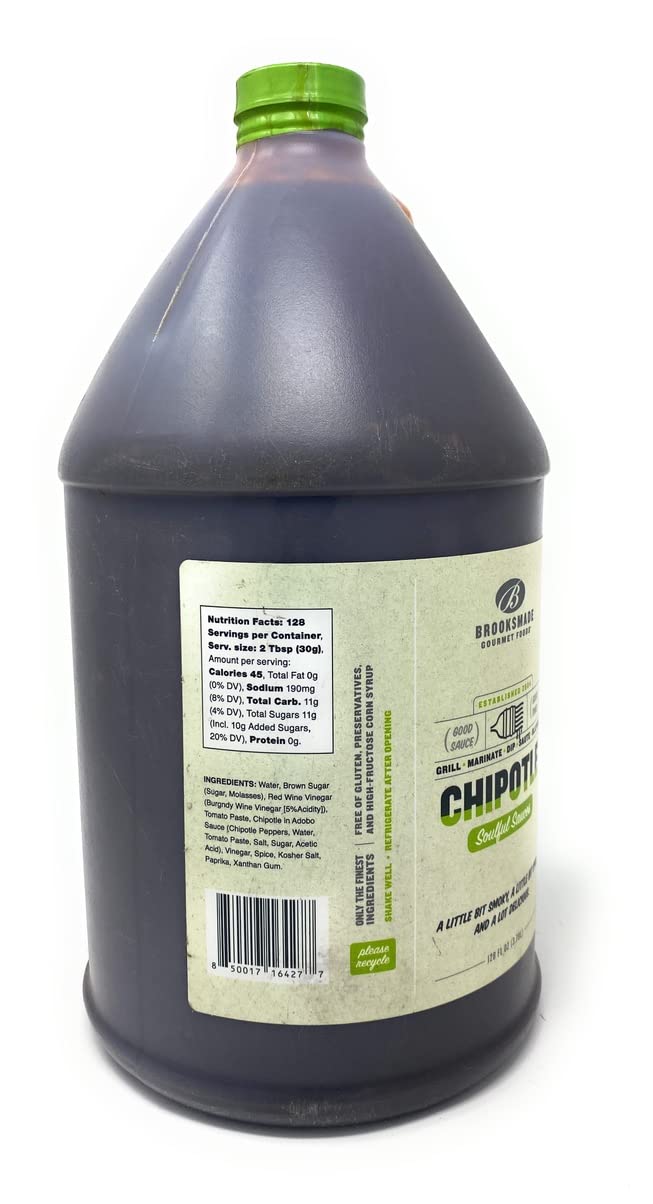 Brooksmade Gourmet Foods Soulful Sauces, Chipotle BBQ Sauce & Marinade, Gluten Free, No High Fructose Corn Syrup, 128 oz