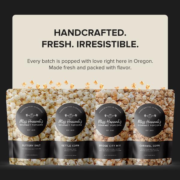 Miss Hannah's Gourmet Sea Salted Brûlée Popcorn - Sweet & Salty Caramelized Crunch with a Crème Brûlée Twist | Gourmet Popcorn Snack | Gluten-Free