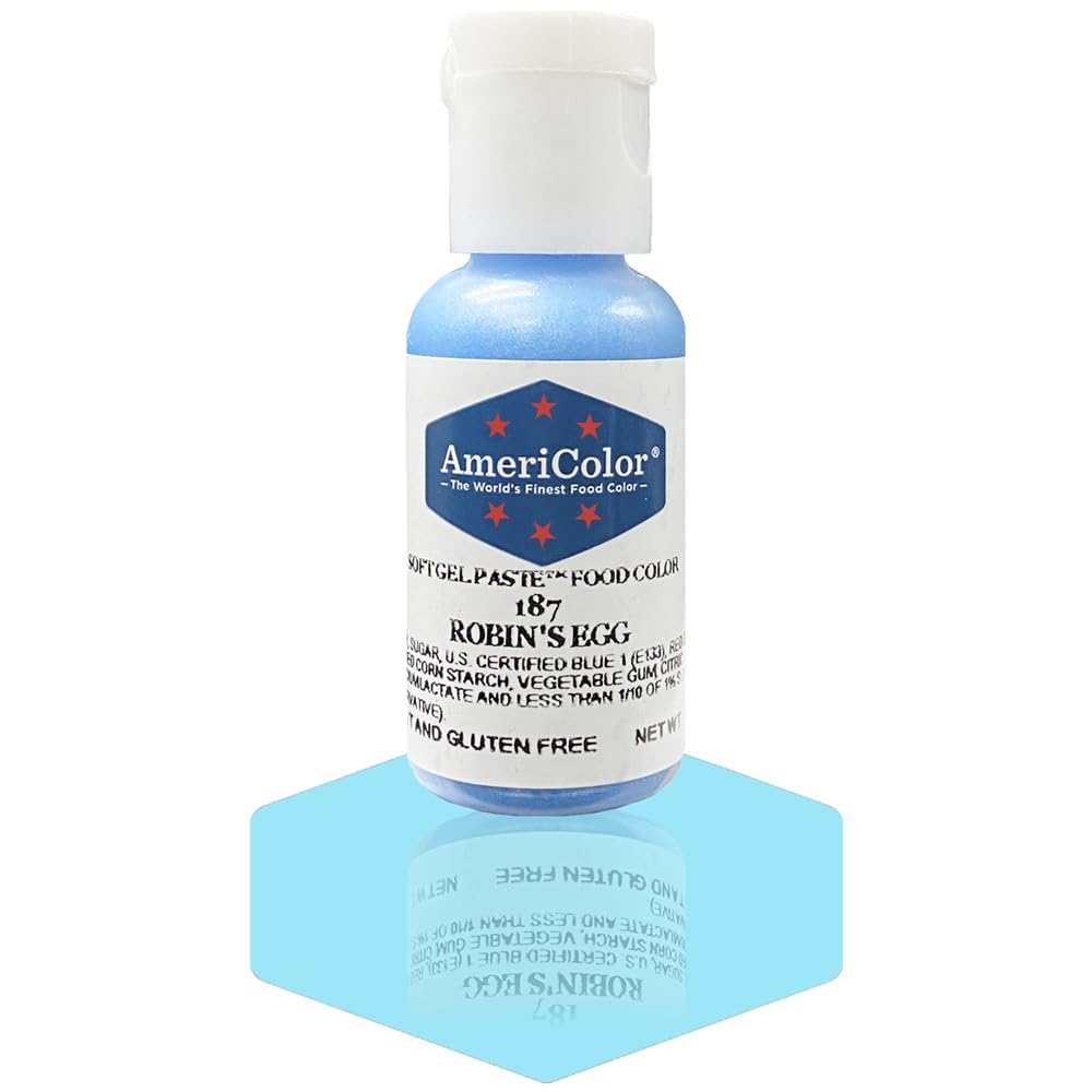 AmeriColor, Robins Egg, 0.75 Ounce Bottle, Soft Gel Paste Food Color