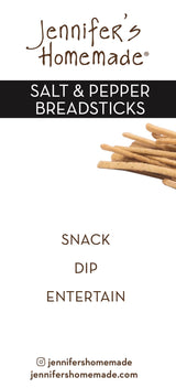 JENNIFERS HOMEMADE Salt & Pepper Breadsticks, VEGAN All Natural, Made with extra virgin olive oil, Crunchy and delicious snack, 5 OZ