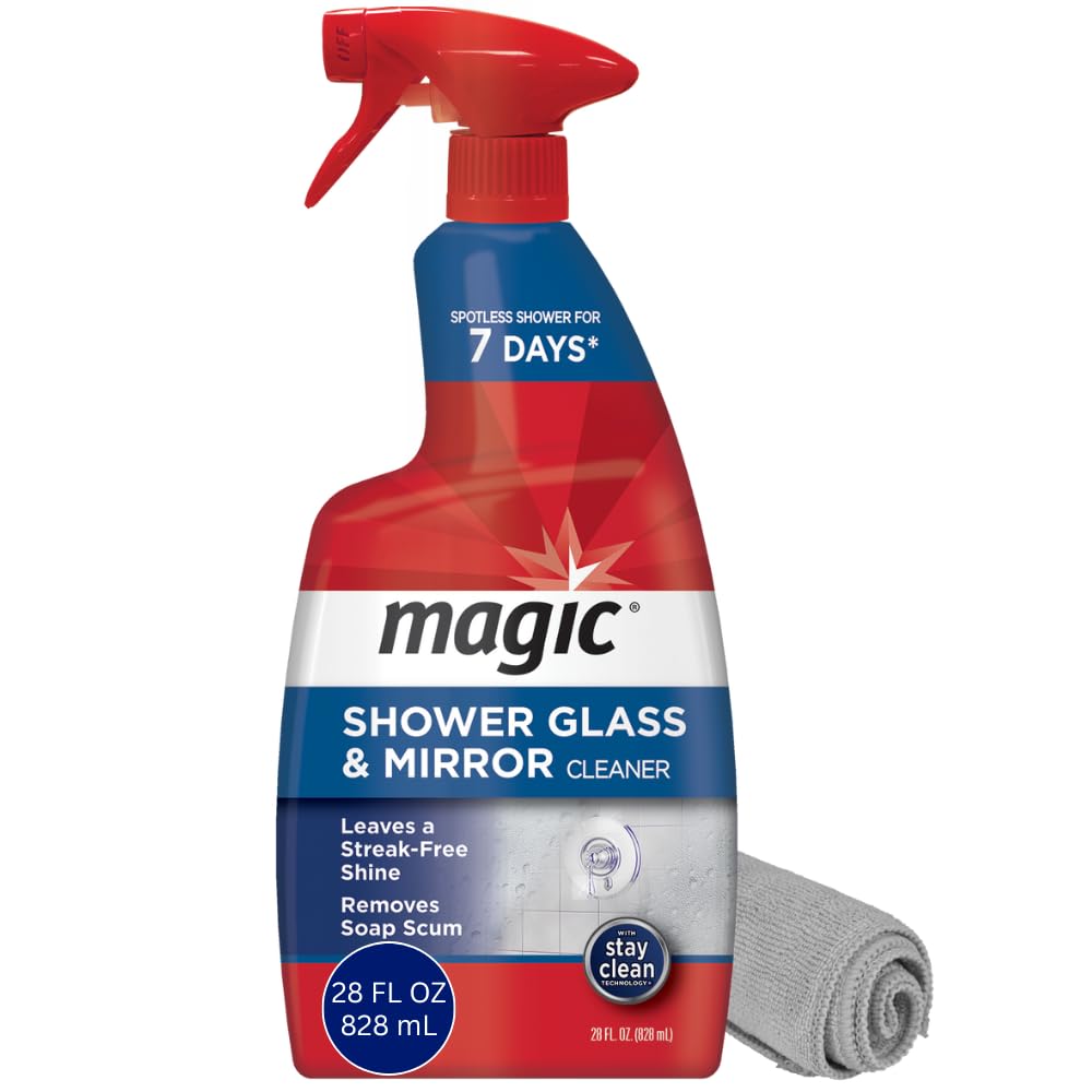 MAGIC Shower Glass and Mirror Cleaner Spray Bundle, Fog & Streak Free, Removes Soap Scum, Rust Stains, Fingerprints, Dirt, and Hard Water, Perfect