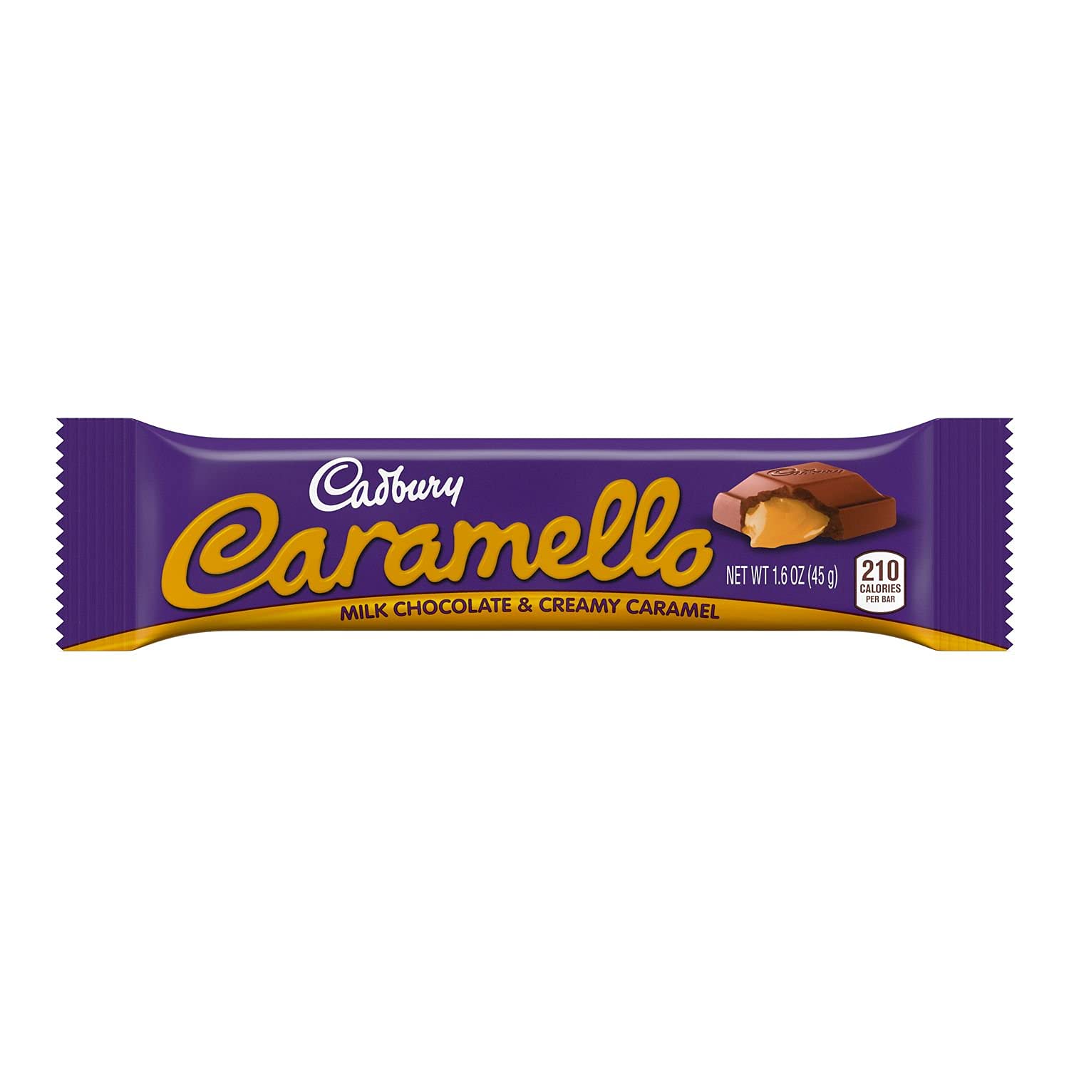 Cadbury Caramello Milk Chocolate With Creamy Caramel, 1.6-oz, 18 Count (Pack of 1) CHOC. CANDY - REGULAR SIZE