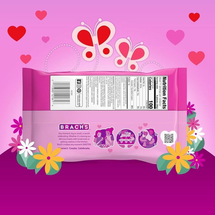 Brach’s Jube Jel Cherry Hearts - Pack of 4 - Classic and Delicious Valentine's Candy - Perfect for Sharing with Friends and Family