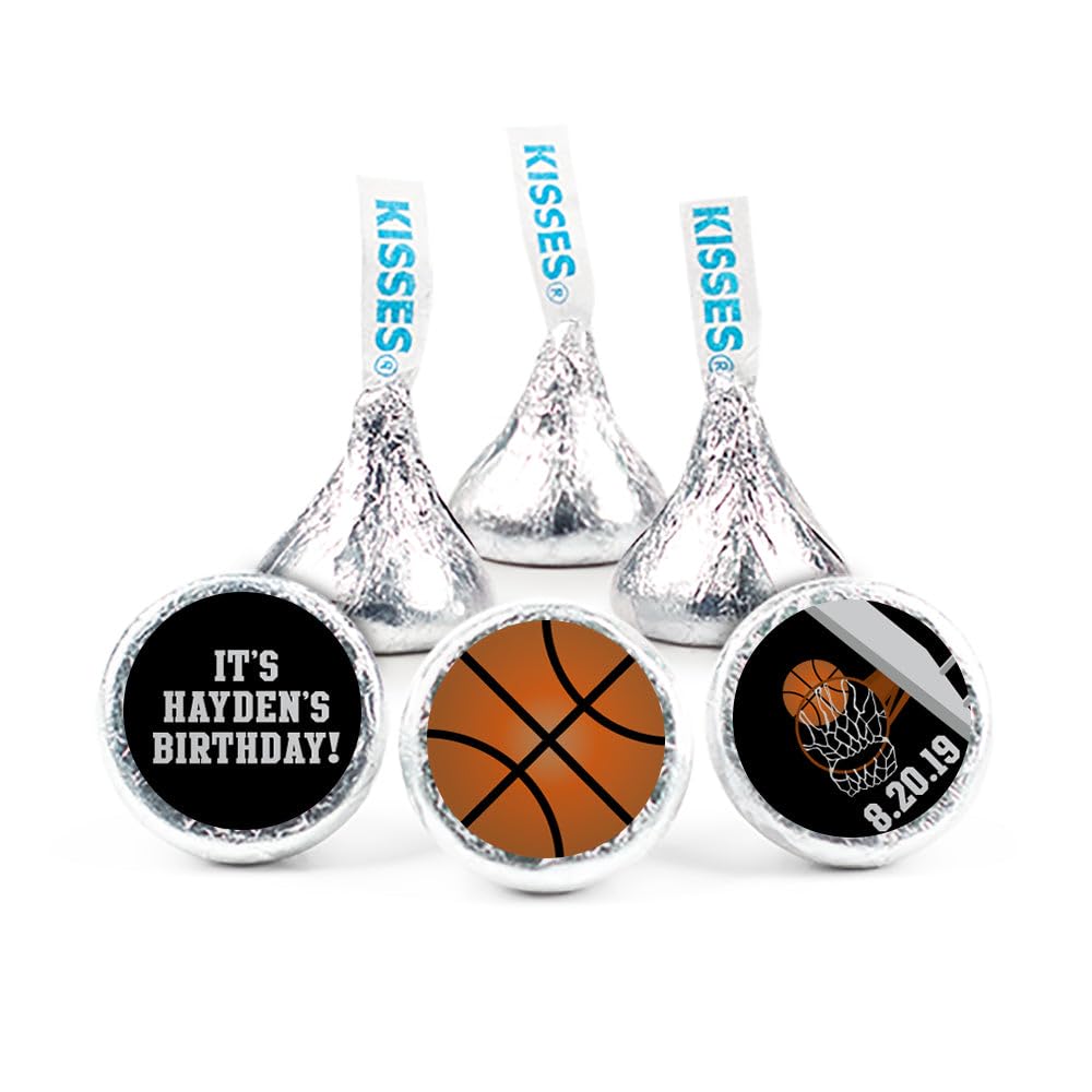 108ct Personalized Basketball Kid's Birthday Party Favors Kiss Stickers