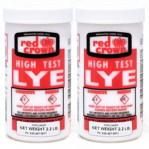 The Boyer Lye for Soap Making, Sodium Hydroxide Pure High Test Lye Food Grade, Caustic Soda, Drain Cleaner and Clog Remover, 2 Pack 2.2 lbs