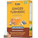 Ginger Turmeric with Black & Green Tea - Blended with Bael Nut & Cornflower Petals - Vegan, Kosher, Non-GMO Low Caffeine - Hot or Iced Herbal Drink