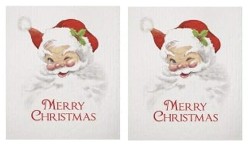2 Mary Lake Thompson Santa Winking Reusable Kitchen Sponge Cloths
