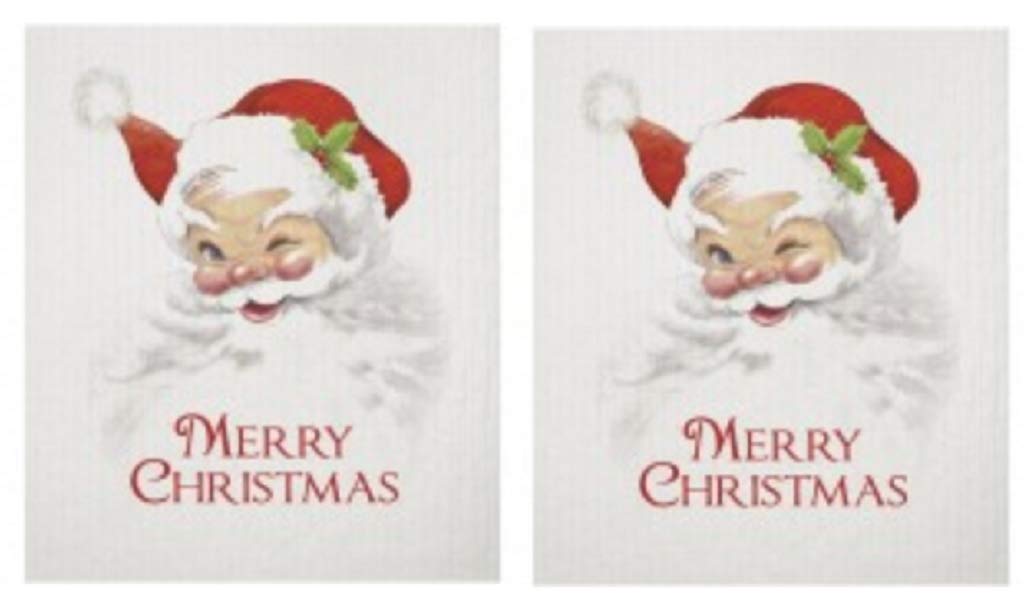2 Mary Lake Thompson Santa Winking Reusable Kitchen Sponge Cloths