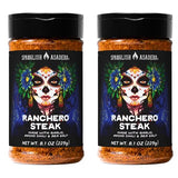 Spanglsh Asadro Ranchero Steak Seasoning 2 Pack, 8.1 oz Bottles, Bold Garlic Ancho Chili & Smoky Steak Rub, Gluten Free Mexican Style Seasoning