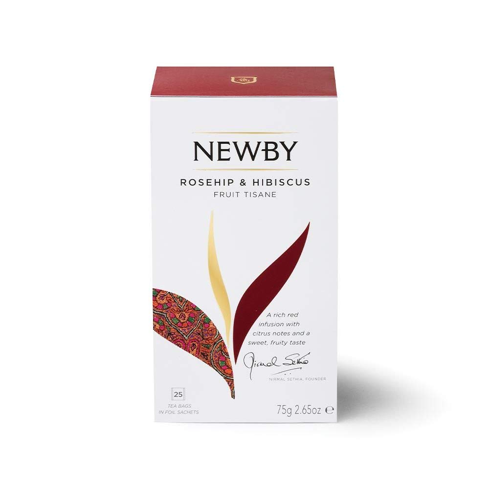 Rosehip & Hibiscus - 25 Individually Wrapped Tea Bags - Fruity & Caffeine-Free Herbal Tea by Newby Teas