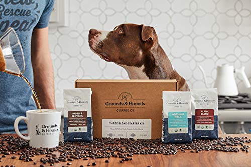 Grounds & Hounds Three Blend Starter Kit - Ground, 100% Organic Coffee Variety Pack, Bulk Ground Coffee, Includes Three 12oz Bags of Our Most Popular