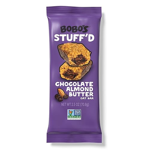 Bobo’s Stuff’d Oat Bar, Chocolate Almond Nut Butter, 2.5 Oz. Bar (12 pack), Whole Grain Snack & Protein Bar. Great Tasting & On-The-Go-Snack. Gluten