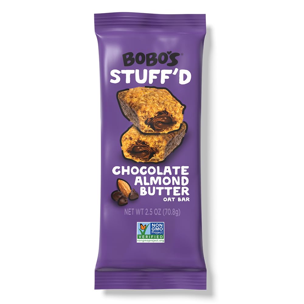 Bobo’s Stuff’d Oat Bar, Chocolate Almond Nut Butter, 2.5 Oz. Bar (12 pack), Whole Grain Snack & Protein Bar. Great Tasting & On-The-Go-Snack. Gluten