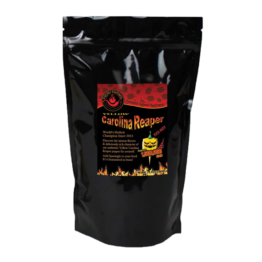Yellow Carolina Reaper Pepper Flakes by Magic Plant - 1 Lb Bulk - Extremely Hot Rare Chili Strain 1.4M - 2.2M SHUs | Sweet Tangy Citrus Flavor |