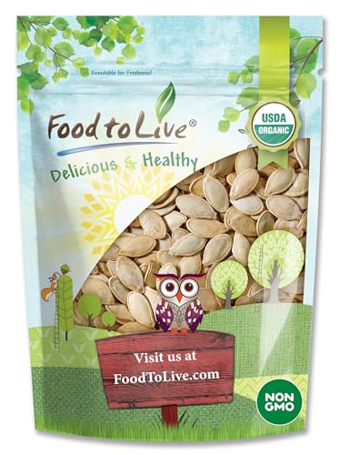 Food to Live Organic Dry Roasted Pumpkin Seeds in Shell with Himalayan Salt, 12 Ounces - Nutritious Snack Made from Premium Non-GMO Seeds, Perfect