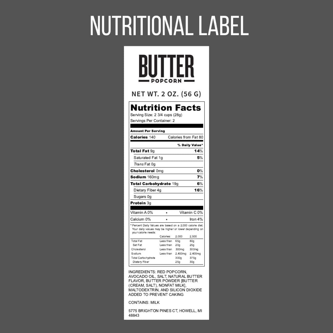 Pop Daddy Butter, 2 Oz Gluten Free Hand Seasoned Gourmet Flavored Popcorn Snacks, 15 Pack