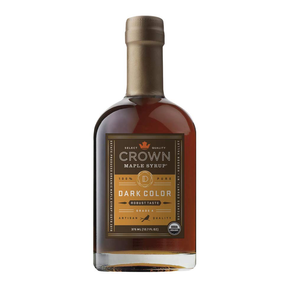 Crown Maple Certified Organic Dark Color Robust Taste Maple Syrup, Pure, Gluten Free, No Preservatives, Non-GMO pairs well with Pancakes, Coffee