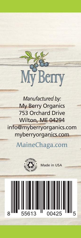 My Berry Maine Chaga Mushroom & Birch Bark Extract Liquid | 2oz | Wild Harvested & Double Extracted | USA & Canadian Grown Chaga