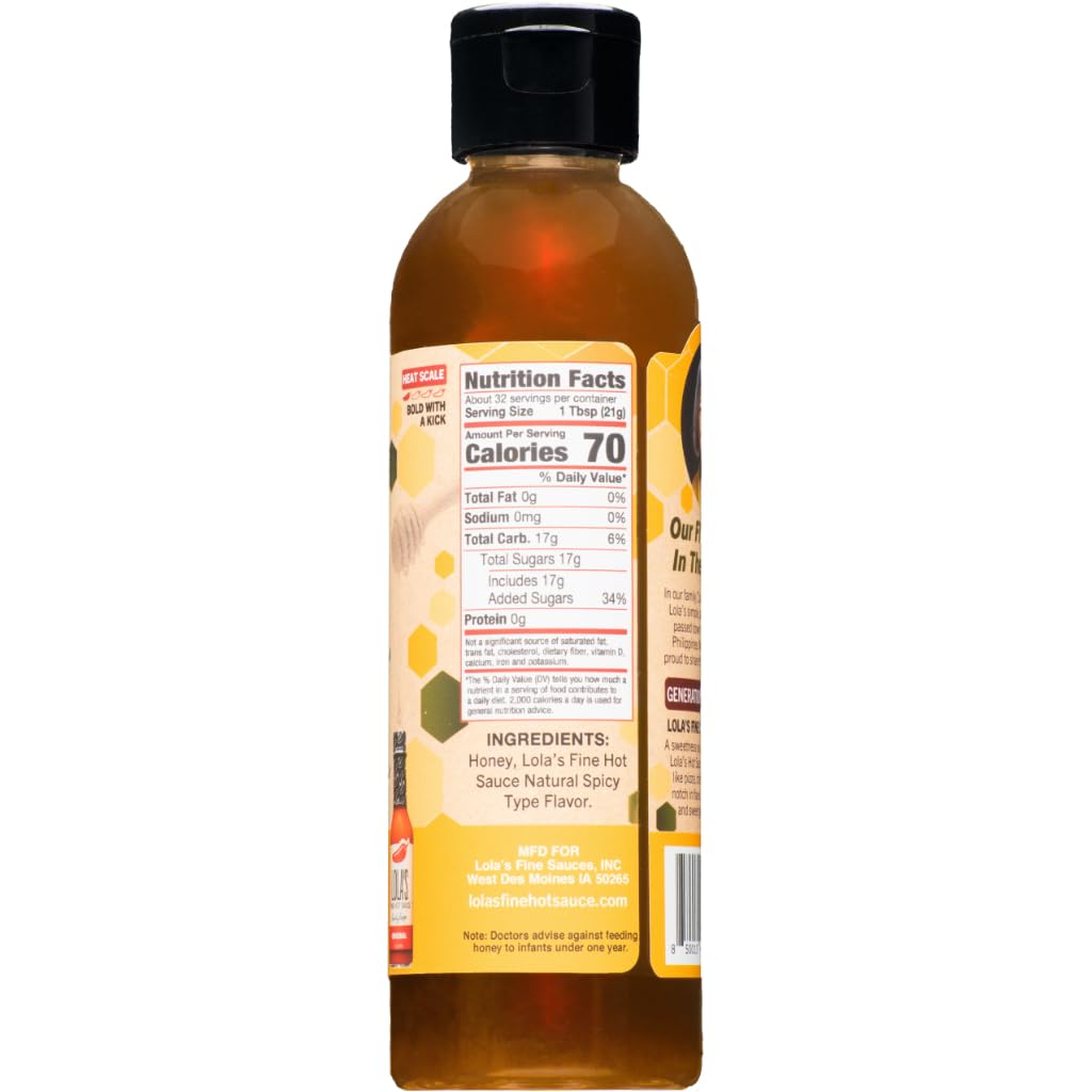 Lola’s Fine Hot Honey Sauce, Sweet Honey Infused with Lola’s Original Spicy Dipping Sauce, Ideal for Fried Chicken, Biscuits, Cornbread, and More, 9