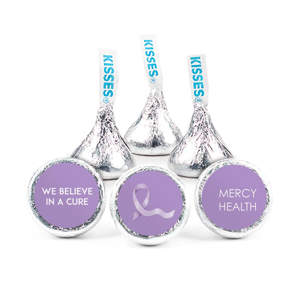 324ct Lavender Ribbon Cancer Awareness Personalized DIY Kiss Stickers